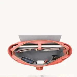 Senreve MIDI Maestra in pebbled Coral with Gold Hardware SENREVE Midi Maestra: Luxury Leather Handbag - Made in Italy main image 4